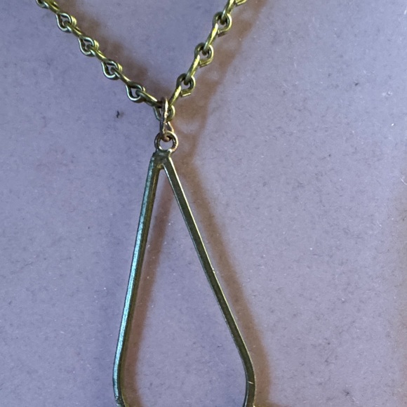 Gold Teardrop Necklace with Multicolor Bead Fringe 7 3/4” without 3” EXT. - Picture 3 of 6